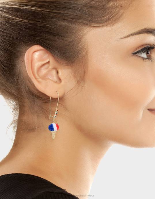Frauen Betsey Johnson 4 Juli Schneekegel-Hakenohrringe rot Weiß Blau Schmuck ZJFF328