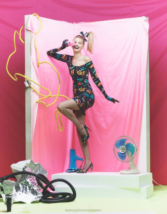 Frauen Betsey Johnson 80 Bash-Korsett-Raglan-Oberteil-Tattoo Tattoo Pri Kleidung ZJFF292