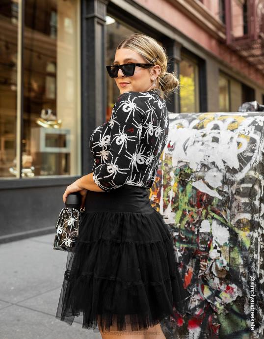 Frauen Betsey Johnson 80 Bash-Tüll-Tutu Schwarz Kleidung ZJFF272