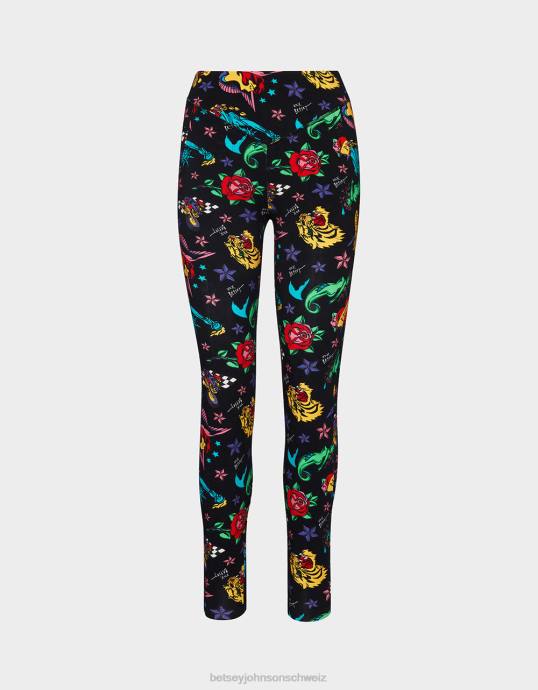 Frauen Betsey Johnson 80 Bash zweites Haut-Legging-Tattoo Tattoo Pri Kleidung ZJFF287