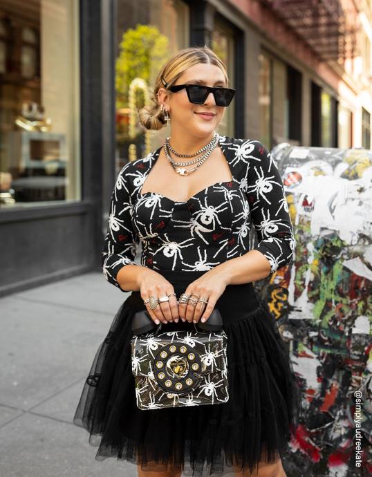 Frauen Betsey Johnson 80th Bash Korsett-Raglan-Oberteil Schwarz-Weiss Kleidung ZJFF305