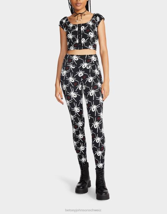 Frauen Betsey Johnson 80th-Bash-Leggings aus zweiter Haut Schwarz-Weiss Kleidung ZJFF304