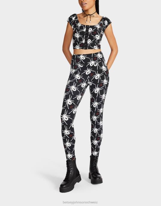Frauen Betsey Johnson 80th-Bash-Leggings aus zweiter Haut Schwarz-Weiss Kleidung ZJFF304