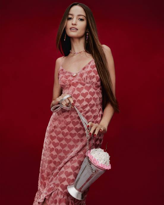 Frauen Betsey Johnson Ausbrenner-Herz-Midikleid aus Samt Rosa Kleidung ZJFF308