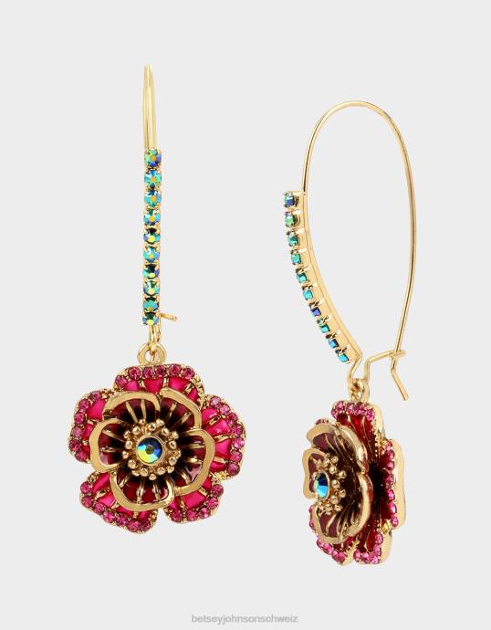 Frauen Betsey Johnson Blumen-Haken-Ohrringe multi Schmuck ZJFF325