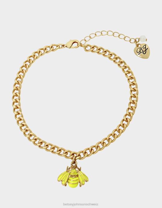 Frauen Betsey Johnson Blumenschau-Bienen-Charm-Fußkettchen Gelb Schmuck ZJFF366