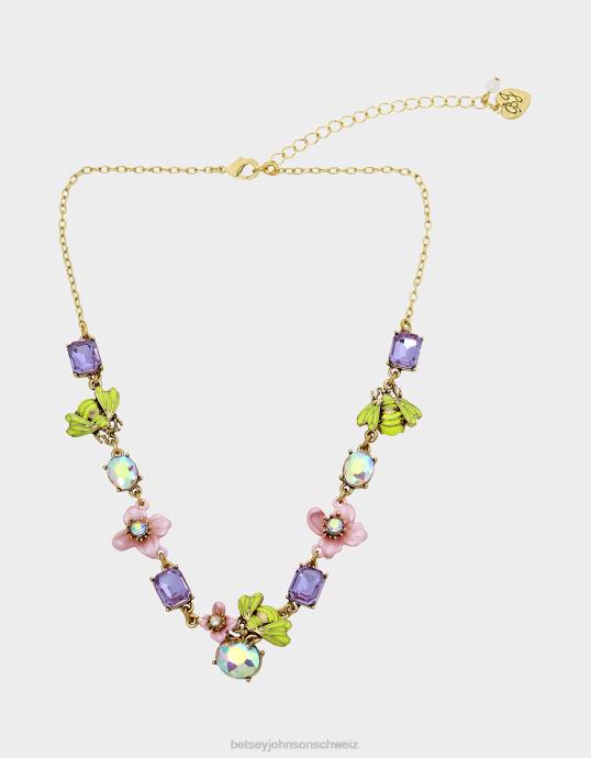 Frauen Betsey Johnson Blumenschau-Bienen-Cluster-Halskette multi Schmuck ZJFF334