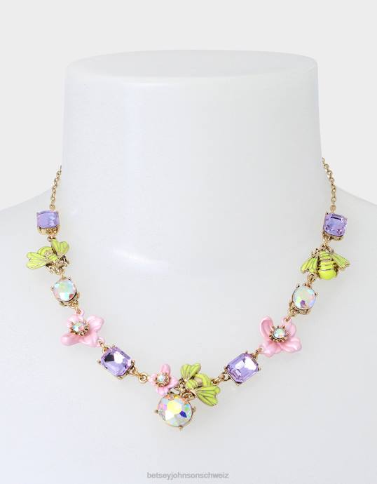Frauen Betsey Johnson Blumenschau-Bienen-Cluster-Halskette multi Schmuck ZJFF334
