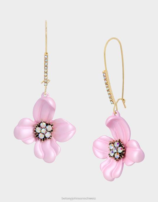 Frauen Betsey Johnson Blumenschau-Ohrringe Rosa Schmuck ZJFF343