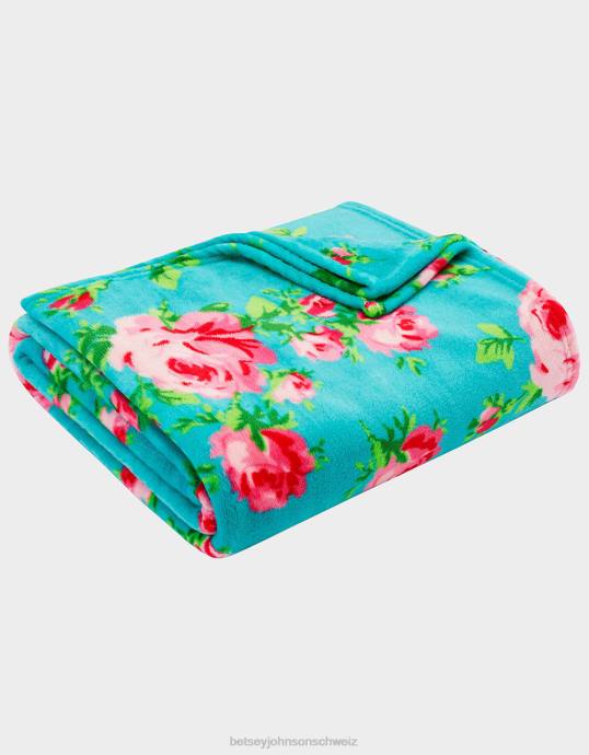 Frauen Betsey Johnson Blumenstrauß-Tages-Aqua-Wurfdecke multi Zubehör ZJFF397