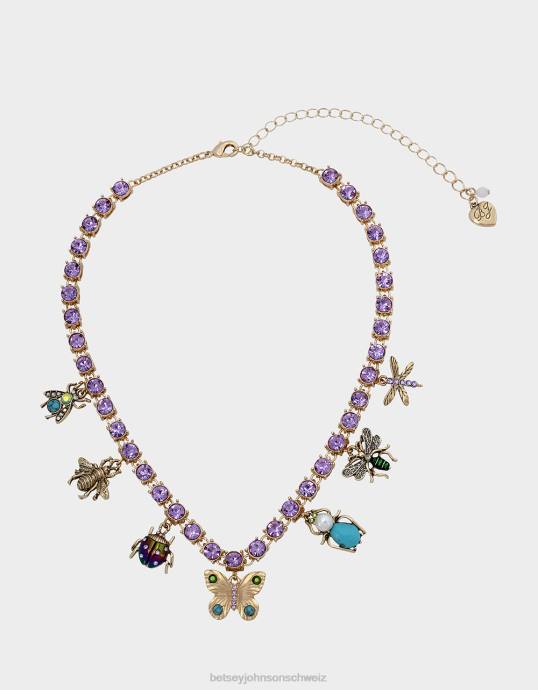 Frauen Betsey Johnson Buggin Out Tennis-Halskette mit Schmetterlingsanhänger multi Schmuck ZJFF363