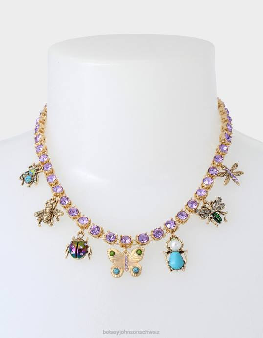 Frauen Betsey Johnson Buggin Out Tennis-Halskette mit Schmetterlingsanhänger multi Schmuck ZJFF363
