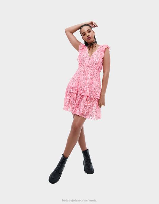 Frauen Betsey Johnson Chiffon-Minikleid mit Königin der Herzen Rosa Kleidung ZJFF293