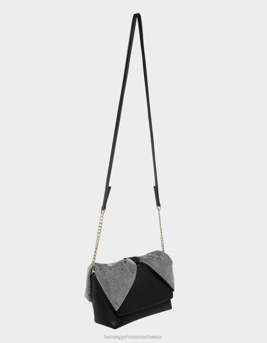 Frauen Betsey Johnson Die ganze glitzernde Tasche mit Schleifengriff Schwarz Zubehör ZJFF237