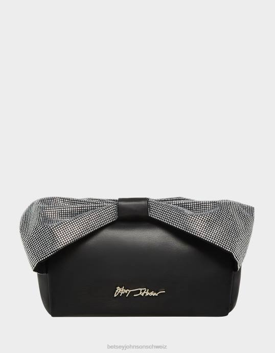 Frauen Betsey Johnson Die ganze glitzernde Tasche mit Schleifengriff Schwarz Zubehör ZJFF237