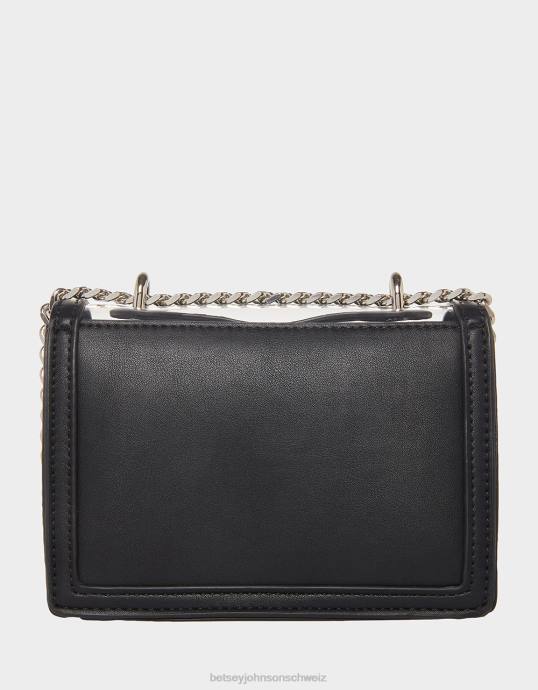 Frauen Betsey Johnson Durchsichtige wandelbare Tasche mit Strassschleife Schwarz Zubehör ZJFF238