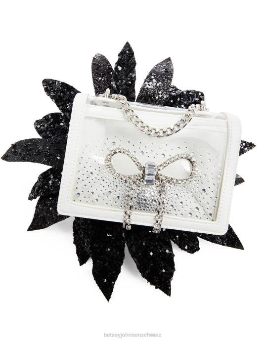 Frauen Betsey Johnson Durchsichtige wandelbare Tasche mit Strassschleife Weiss Zubehör ZJFF225