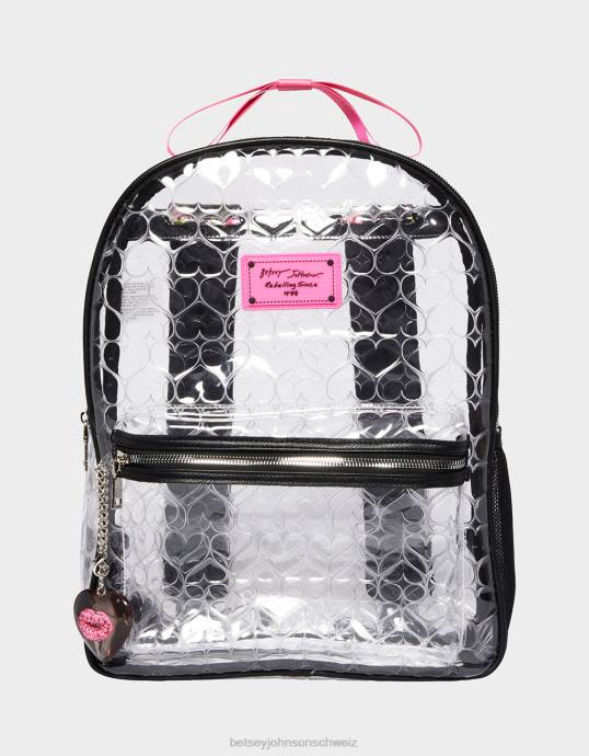 Frauen Betsey Johnson Durchsichtiger Rucksack mit Tasche Schwarz Zubehör ZJFF231