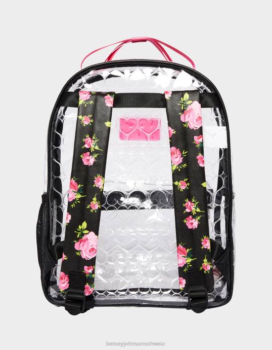 Frauen Betsey Johnson Durchsichtiger Rucksack mit Tasche Schwarz Zubehör ZJFF231