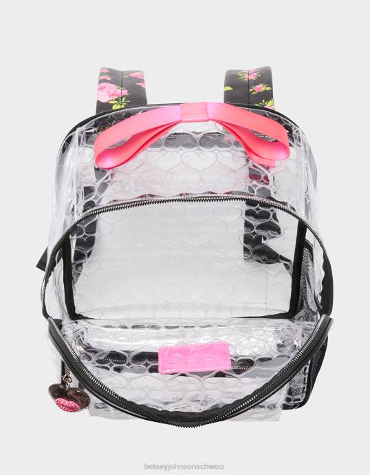 Frauen Betsey Johnson Durchsichtiger Rucksack mit Tasche Schwarz Zubehör ZJFF231