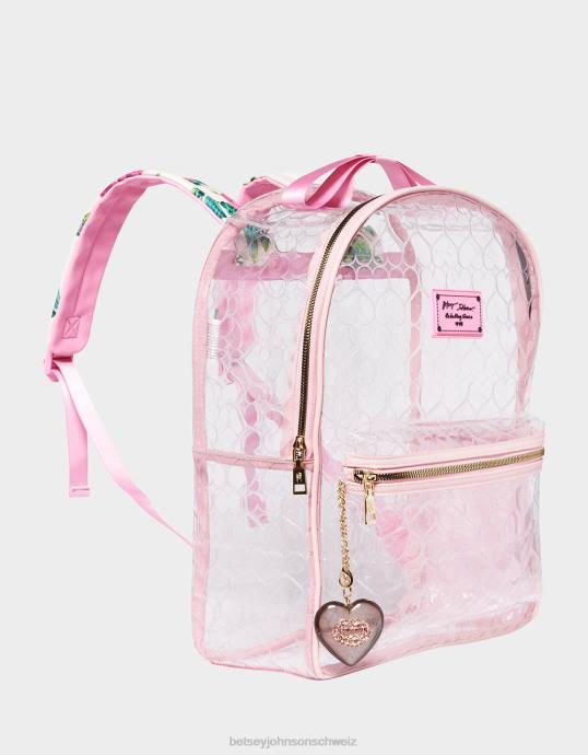 Frauen Betsey Johnson Durchsichtiger Rucksack mit Tasche erröten Zubehör ZJFF233