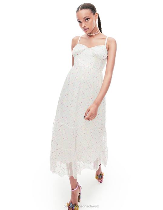Frauen Betsey Johnson Garden Vibes Korsett-Midikleid weiß-multi Kleidung ZJFF281