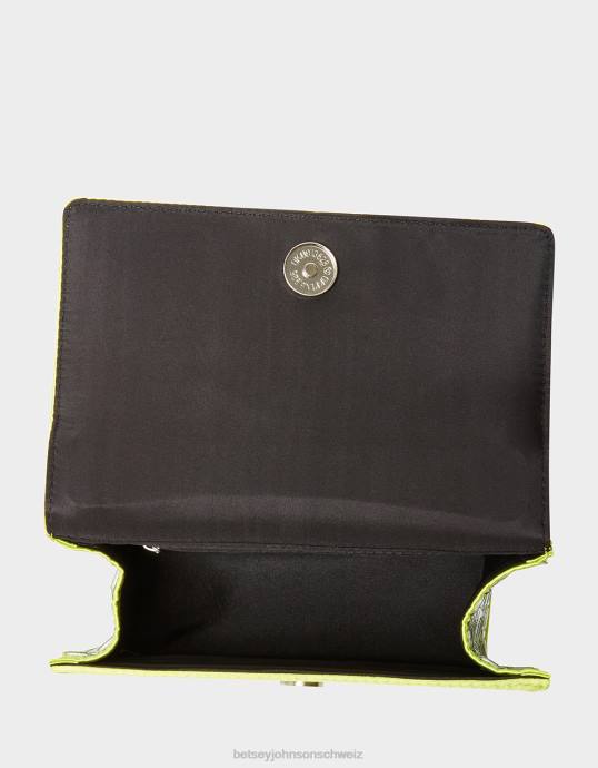 Frauen Betsey Johnson Glanz auf der umwandelbaren Klappentasche Zitrone Zubehör ZJFF239