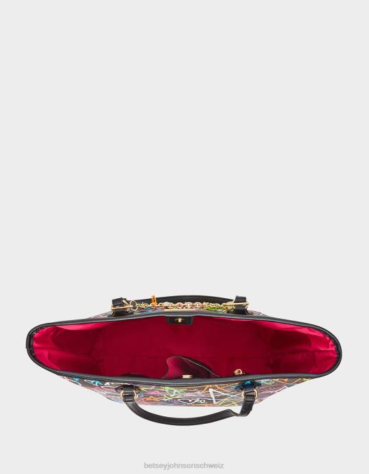 Frauen Betsey Johnson Graffiti-Süße 2-Tasche Schwarz Zubehör ZJFF207