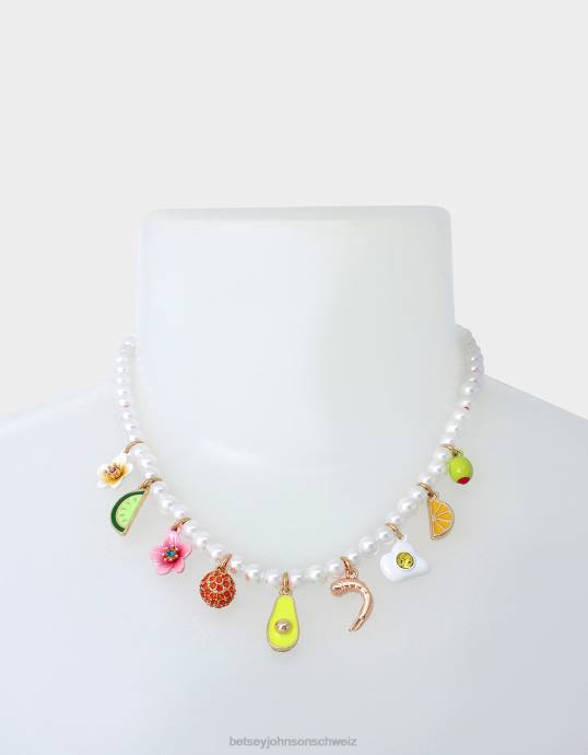 Frauen Betsey Johnson Halskette mit Brunch-Charm vorne multi Schmuck ZJFF317