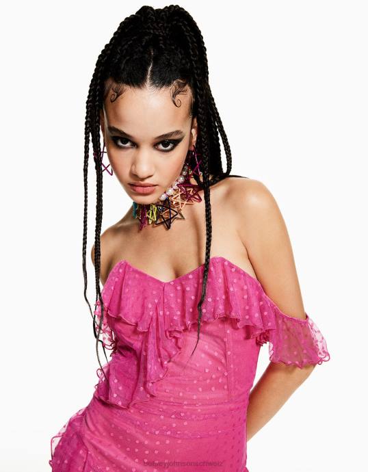 Frauen Betsey Johnson Ineinandergreifendes trägerloses Minikleid Rosa Kleidung ZJFF279