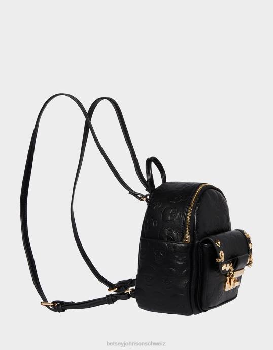Frauen Betsey Johnson Kein Problem Mini-Rucksack mit Totenkopf-Motiv Schwarz Zubehör ZJFF241