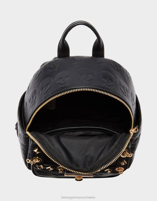 Frauen Betsey Johnson Kein Problem Mini-Rucksack mit Totenkopf-Motiv Schwarz Zubehör ZJFF241