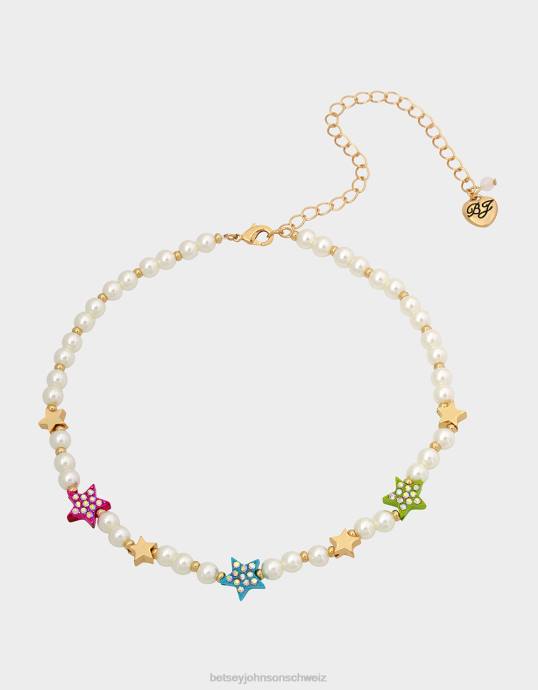 Frauen Betsey Johnson Kidult Kitsch Perlenhalsband-Halskette multi Schmuck ZJFF356