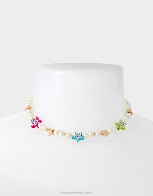 Frauen Betsey Johnson Kidult Kitsch Perlenhalsband-Halskette multi Schmuck ZJFF356