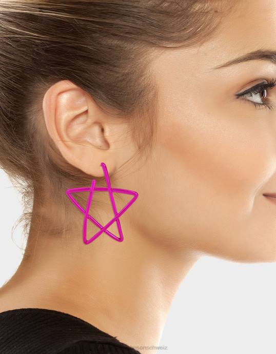 Frauen Betsey Johnson Kidult Kitsch Star Creolen Rosa Schmuck ZJFF337