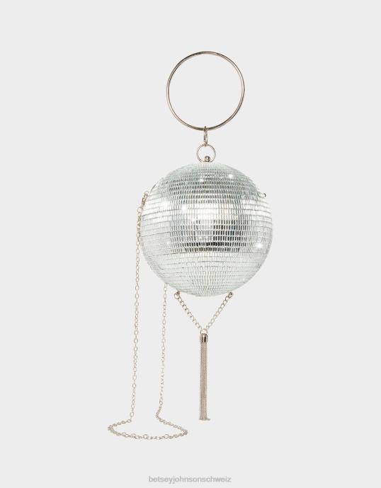 Frauen Betsey Johnson Kitsch Dancing Queen Umhängetasche Silber Zubehör ZJFF210