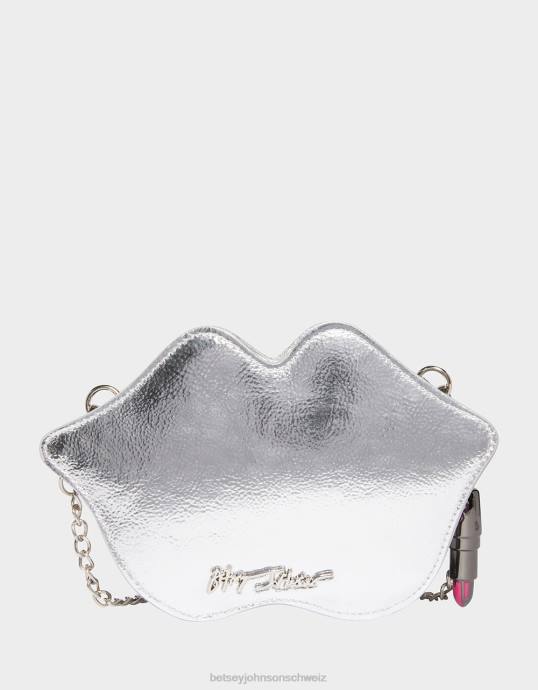 Frauen Betsey Johnson Kitsch liest meine Lippen crossbody Silber Zubehör ZJFF213