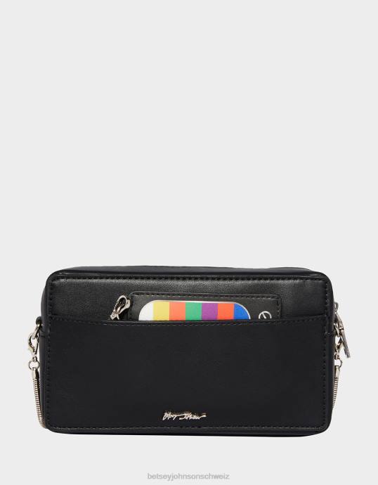 Frauen Betsey Johnson Kitsch sei nett zurückspulen vhs crossbody Schwarz Zubehör ZJFF223