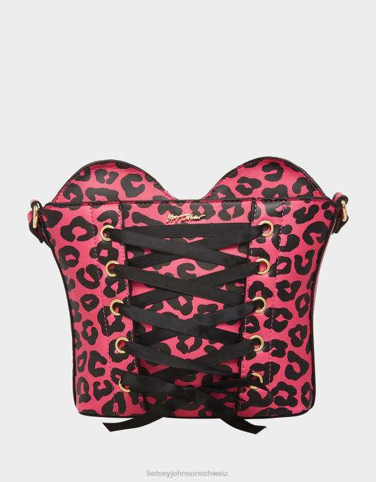 Frauen Betsey Johnson Kitsch von Korsetts Liebes-Crossbody schwarz/rosa Zubehör ZJFF219