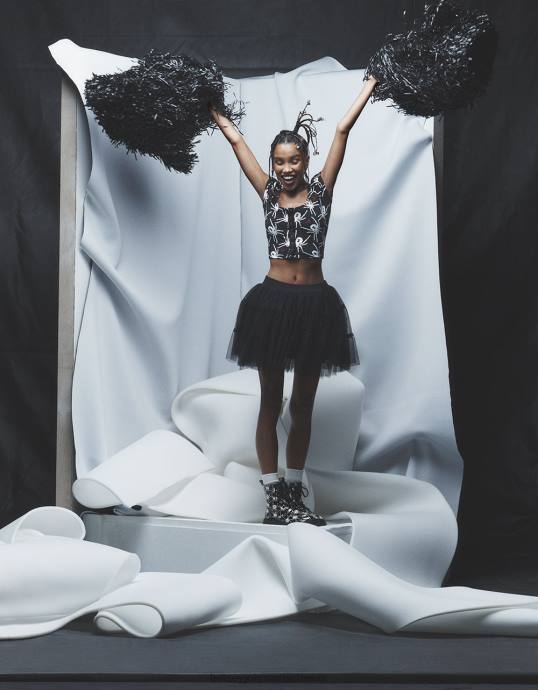 Frauen Betsey Johnson Kurzes Oberteil mit Puffärmeln im 80er-Jahre-Bash-Stil Schwarz-Weiss Kleidung ZJFF291