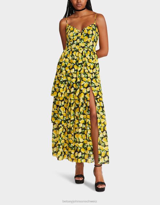 Frauen Betsey Johnson La La Lemons Maxikleid Schwarz Kleidung ZJFF264