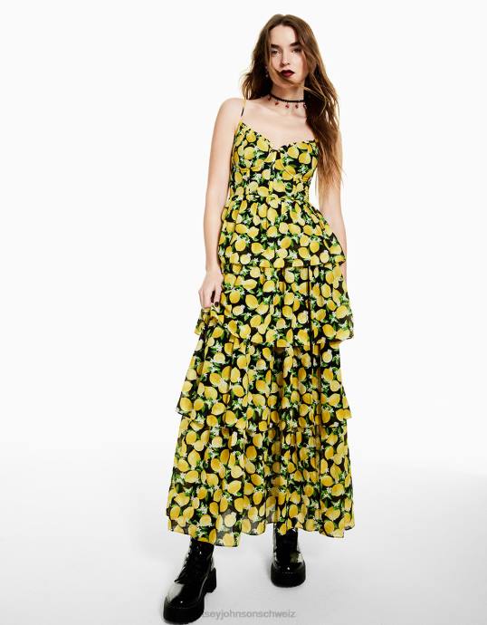 Frauen Betsey Johnson La La Lemons Maxikleid Schwarz Kleidung ZJFF264