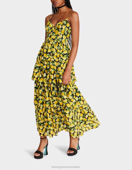 Frauen Betsey Johnson La La Lemons Maxikleid Schwarz Kleidung ZJFF264