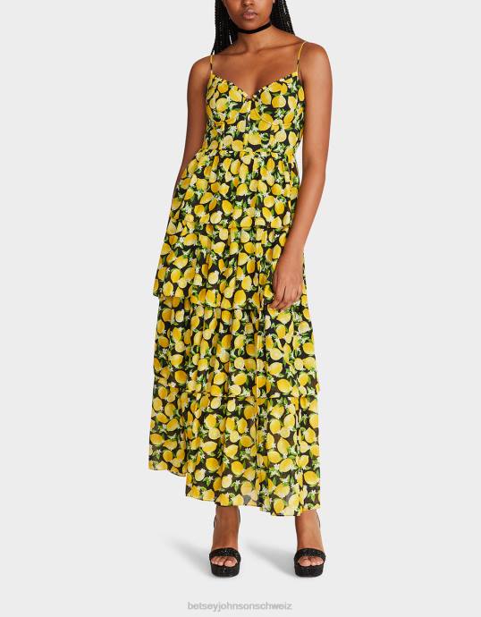 Frauen Betsey Johnson La La Lemons Maxikleid Schwarz Kleidung ZJFF264