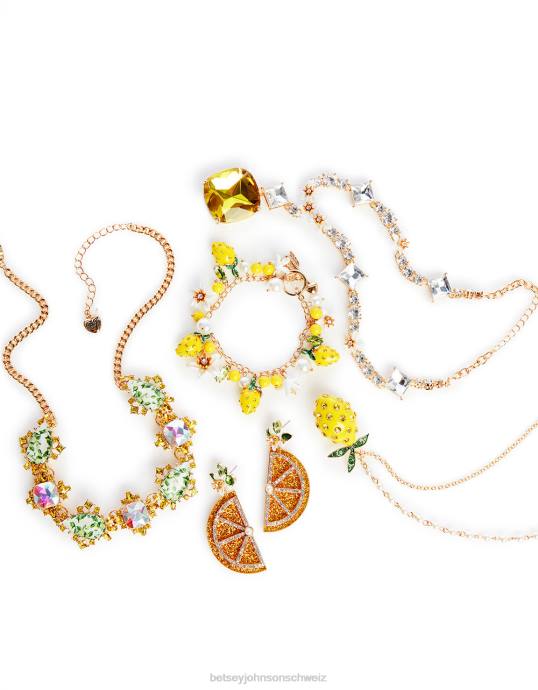 Frauen Betsey Johnson Lange Halskette mit Zitronentropfen-Anhänger Gelb Schmuck ZJFF342