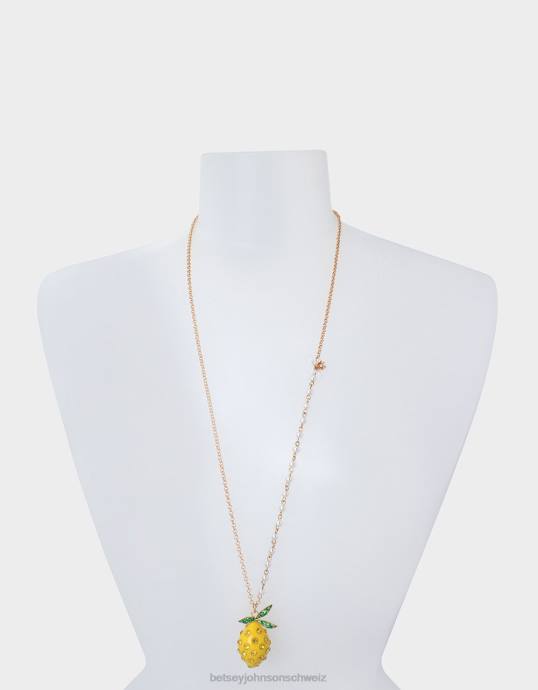 Frauen Betsey Johnson Lange Halskette mit Zitronentropfen-Anhänger Gelb Schmuck ZJFF342