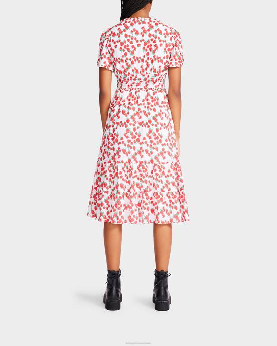 Frauen Betsey Johnson Midikleid aus Baumwoll-Voile mit Erdbeerfeldern Weiss Kleidung ZJFF302
