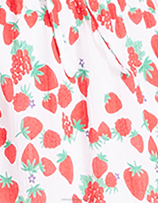 Frauen Betsey Johnson Midikleid aus Baumwoll-Voile mit Erdbeerfeldern Weiss Kleidung ZJFF302