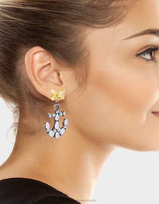 Frauen Betsey Johnson Ohrringe mit Tempomat-Anker Kristall Schmuck ZJFF313