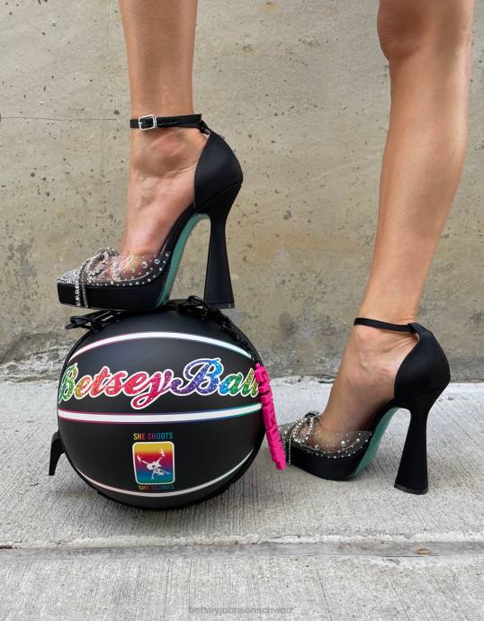 Frauen Betsey Johnson Schatz schwarzer Satin Schuhe ZJFF85